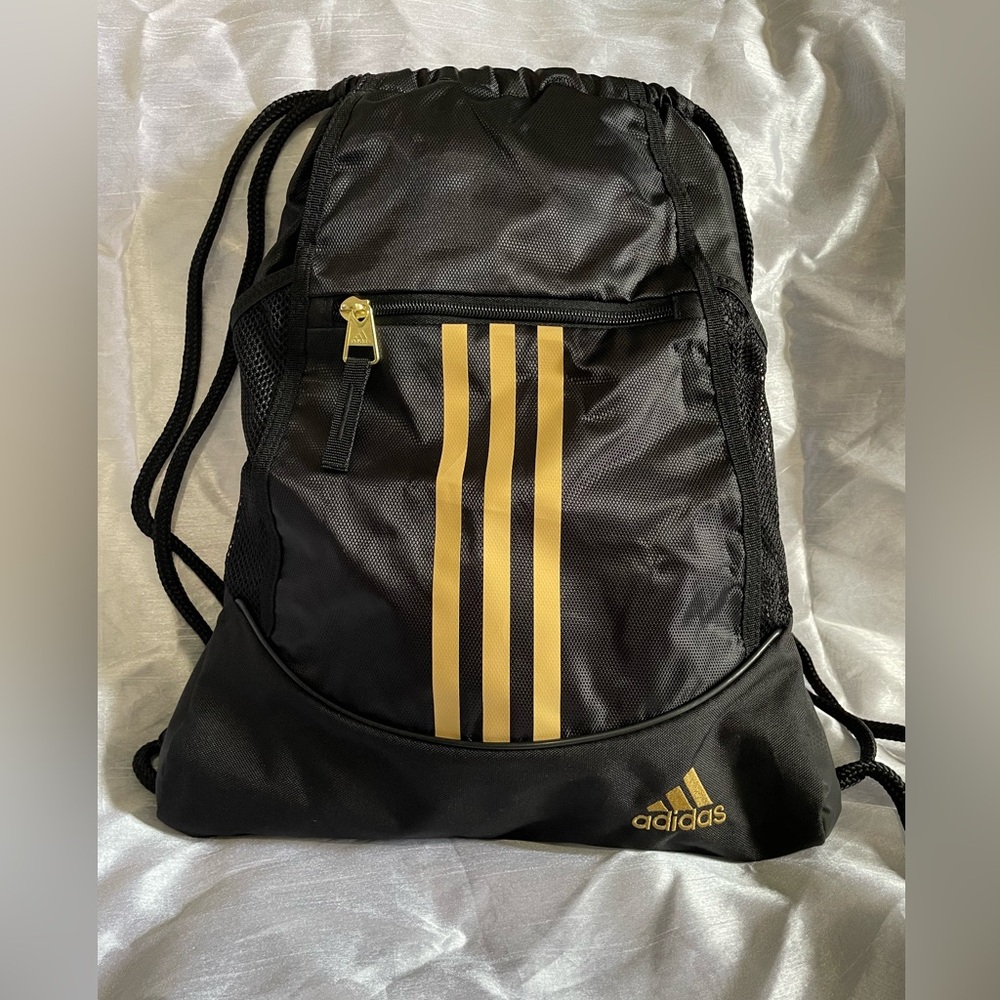 Adidas Black Backpack with Gold Stripes (New without label)